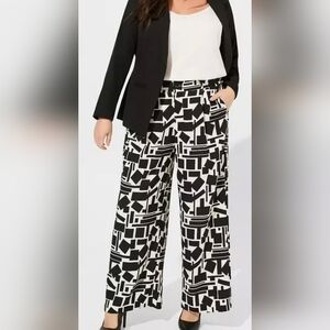 Torrid Black and White Abstract Wide Leg Pants